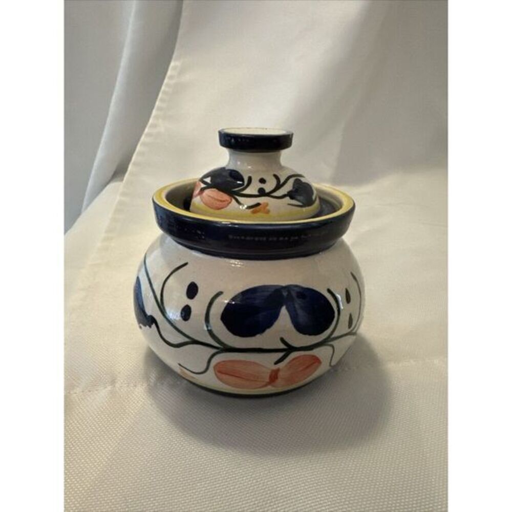 Tonala Mexican Pottery Covered Dish Colorful Made in Mexico Honey Pot Or Creamer